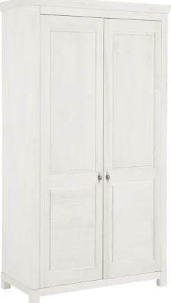 OTTO home Kleiderschrank »Rauna, mit Lamellen und Kassetten, klassischer Landhausstil, rustikal« 2 Breiten: 113/159 cm H/T ca. 195/60 cm,massive Kiefer, Metallgriffe, mehrere Varianten, zeitloses Design