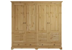 OTTO home Kleiderschrank »Rauna, aus massiver Kiefer, 4-türig, mit Lamellen und Kassetten« B/H/T ca. 203/183/61,FSC® zertifiziertes Massivholz (Kiefer), robuste Qualität