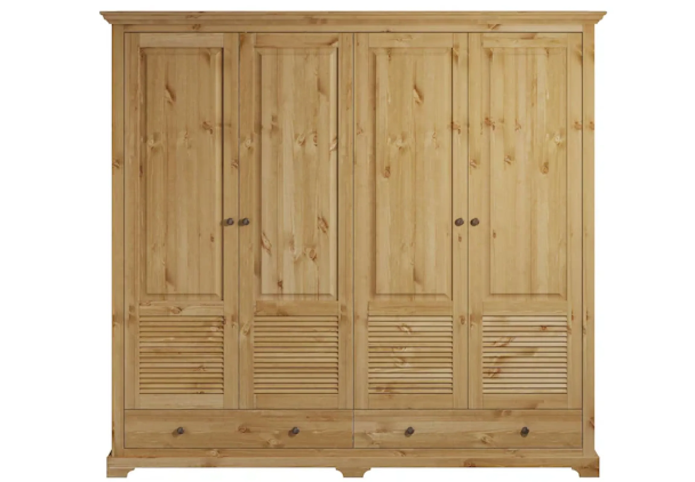 OTTO home Kleiderschrank »Rauna, aus massiver Kiefer, 4-türig, mit Lamellen und Kassetten« B/H/T ca. 203/183/61,FSC® zertifiziertes Massivholz (Kiefer), robuste Qualität