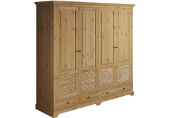 OTTO home Kleiderschrank »Rauna, aus massiver Kiefer, 4-türig, mit Lamellen und Kassetten« B/H/T ca. 203/183/61,FSC® zertifiziertes Massivholz (Kiefer), robuste Qualität