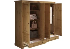 OTTO home Kleiderschrank »Rauna, aus massiver Kiefer, 4-türig, mit Lamellen und Kassetten« B/H/T ca. 203/183/61,FSC® zertifiziertes Massivholz (Kiefer), robuste Qualität