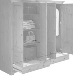 OTTO home Kleiderschrank »Rauna, aus massiver Kiefer, 4-türig, mit Lamellen und Kassetten« B/H/T ca. 203/183/61,FSC® zertifiziertes Massivholz (Kiefer), robuste Qualität