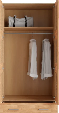 OTTO home Kleiderschrank »Sabrina, 97x60x200cm, natürlicher Landhausstil« teilmassiv, Buche oder Eiche, FSC-zertifiziert, Metallgriffe