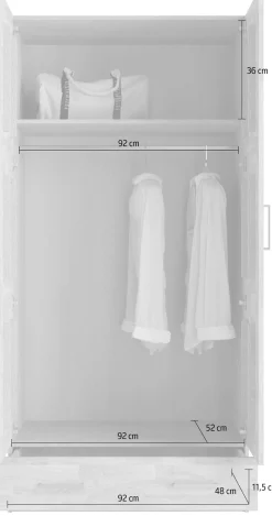 OTTO home Kleiderschrank »Sabrina, 97x60x200cm, natürlicher Landhausstil« teilmassiv, Buche oder Eiche, FSC-zertifiziert, Metallgriffe