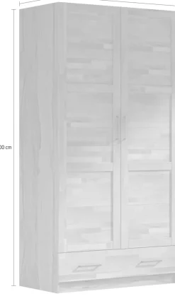 OTTO home Kleiderschrank »Sabrina, 97x60x200cm, natürlicher Landhausstil« teilmassiv, Buche oder Eiche, FSC-zertifiziert, Metallgriffe