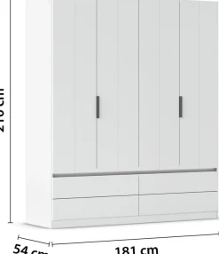 OTTO home Kleiderschrank »Schrank Garderobe ARVEN Breiten 181/226/271cm mit Beleuchtung« 3 verschiedene Ausstattungen BASIC/CLASSIC/PREMIUM (inkl. SOFT-CLOSE),puristisches Design in Plankenoptik mit Metallgriffen MADE IN GERMANY