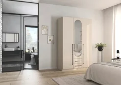 OTTO home Kleiderschrank »Schlafzimmer Schrank Garderobe RONDO Breiten 136/181/226/271 cm« 3 verschiedene Ausstattungen BASIC/CLASSIC/PREMIUM (inkl. SOFT-CLOSE),elegante ovale Spiegelelemente Metallgriffe in Schwarz MADE IN GERMANY