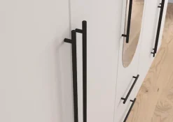 OTTO home Kleiderschrank »Schlafzimmer Schrank Garderobe RONDO Breiten 136/181/226/271 cm« 3 verschiedene Ausstattungen BASIC/CLASSIC/PREMIUM (inkl. SOFT-CLOSE),elegante ovale Spiegelelemente Metallgriffe in Schwarz MADE IN GERMANY
