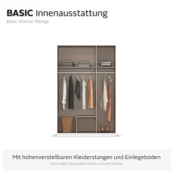 OTTO home Kleiderschrank »Schlafzimmer Schrank Garderobe RONDO Breiten 136/181/226/271 cm« 3 verschiedene Ausstattungen BASIC/CLASSIC/PREMIUM (inkl. SOFT-CLOSE),elegante ovale Spiegelelemente Metallgriffe in Schwarz MADE IN GERMANY
