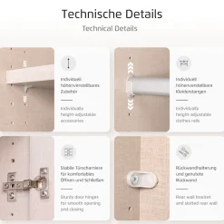 OTTO home Kleiderschrank »Schlafzimmer Schrank Garderobe RONDO Breiten 136/181/226/271 cm« 3 verschiedene Ausstattungen BASIC/CLASSIC/PREMIUM (inkl. SOFT-CLOSE),elegante ovale Spiegelelemente Metallgriffe in Schwarz MADE IN GERMANY