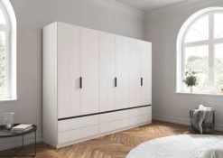 OTTO home Kleiderschrank »Schrank Garderobe ARVEN Breiten 181/226/271cm« 3 verschiedene Ausstattungen BASIC/CLASSIC/PREMIUM (inkl. SOFT-CLOSE),puristisches Design in Plankenoptik mit Metallgriffen MADE IN GERMANY