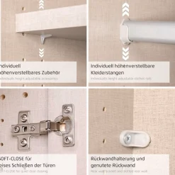 OTTO home Kleiderschrank »Schrank Garderobe ARVEN Breiten 181/226/271cm« 3 verschiedene Ausstattungen BASIC/CLASSIC/PREMIUM (inkl. SOFT-CLOSE),puristisches Design in Plankenoptik mit Metallgriffen MADE IN GERMANY