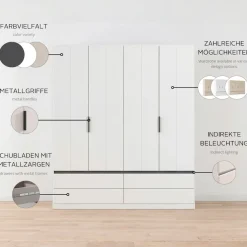 OTTO home Kleiderschrank »Schrank Garderobe ARVEN Breiten 181/226/271cm« 3 verschiedene Ausstattungen BASIC/CLASSIC/PREMIUM (inkl. SOFT-CLOSE),puristisches Design in Plankenoptik mit Metallgriffen MADE IN GERMANY
