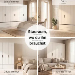 OTTO home Kleiderschrank »Schrank Garderobe ARVEN Breiten 181/226/271cm« 3 verschiedene Ausstattungen BASIC/CLASSIC/PREMIUM (inkl. SOFT-CLOSE),puristisches Design in Plankenoptik mit Metallgriffen MADE IN GERMANY