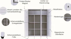 OTTO home Kleiderschrank »Siena Schrank Spind Metallschrank mit 3 Türen« Ideal für jeden Wohnraum - Trendsetter,Zeitloser Schlafzimmerschrank Garderobe Multischrank