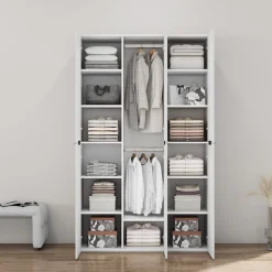 OTTO home Kleiderschrank »Skyller Schlafzimmerschrank mit 3 Türen mit Hochglanzfronten« Drehtürenschrank mit perfekter Innenausstattung, Breite 121 cm