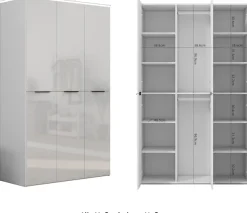 OTTO home Kleiderschrank »Skyller Schlafzimmerschrank mit 3 Türen mit Hochglanzfronten« Drehtürenschrank mit perfekter Innenausstattung, Breite 121 cm