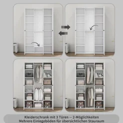 OTTO home Kleiderschrank »Skyller Schlafzimmerschrank mit 3 Türen mit Hochglanzfronten« Drehtürenschrank mit perfekter Innenausstattung, Breite 121 cm
