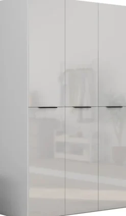 OTTO home Kleiderschrank »Skyller Schlafzimmerschrank mit 3 Türen mit Hochglanzfronten« Drehtürenschrank mit perfekter Innenausstattung, Breite 121 cm