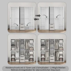 OTTO home Kleiderschrank »Skyller Schlafzimmerschrank mit 5 Türen« Drehtürenschrank mit perfekter Innenausstattung, Breite 2,02cm
