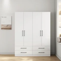 OTTO home Kleiderschrank »Sylt Schlafzimmerschrank Garderobe Schrank hochglanz« Drehtürenschrank mit 4 Schubladen und 4 Türen,Schrank in Breite 160 mit viel Stauraum