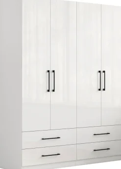 OTTO home Kleiderschrank »Sylt Schlafzimmerschrank Garderobe Schrank hochglanz« Drehtürenschrank mit 4 Schubladen und 4 Türen,Schrank in Breite 160 mit viel Stauraum