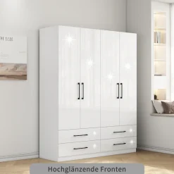 OTTO home Kleiderschrank »Sylt Schlafzimmerschrank Garderobe Schrank hochglanz« Drehtürenschrank mit 4 Schubladen und 4 Türen,Schrank in Breite 160 mit viel Stauraum