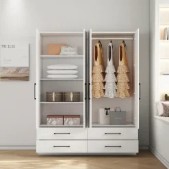 OTTO home Kleiderschrank »Sylt Schlafzimmerschrank Garderobe Schrank hochglanz« Drehtürenschrank mit 4 Schubladen und 4 Türen,Schrank in Breite 160 mit viel Stauraum