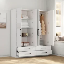 OTTO home Kleiderschrank »Sylt Schlafzimmerschrank Garderobe Schrank hochglanz« Drehtürenschrank mit 4 Schubladen und 4 Türen,Schrank in Breite 160 mit viel Stauraum