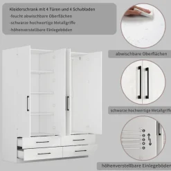 OTTO home Kleiderschrank »Sylt Schlafzimmerschrank Garderobe Schrank hochglanz« Drehtürenschrank mit 4 Schubladen und 4 Türen,Schrank in Breite 160 mit viel Stauraum
