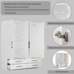 OTTO home Kleiderschrank »Sylt Schlafzimmerschrank Garderobe Schrank hochglanz« Drehtürenschrank mit 4 Schubladen und 4 Türen,Schrank in Breite 160 mit viel Stauraum