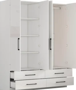 OTTO home Kleiderschrank »Sylt Schlafzimmerschrank Garderobe Schrank hochglanz« Drehtürenschrank mit 4 Schubladen und 4 Türen,Schrank in Breite 160 mit viel Stauraum