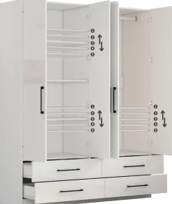 OTTO home Kleiderschrank »Sylt Schlafzimmerschrank Garderobe Schrank hochglanz« Drehtürenschrank mit 4 Schubladen und 4 Türen,Schrank in Breite 160 mit viel Stauraum
