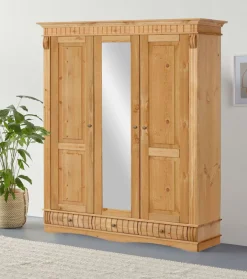 OTTO home Kleiderschrank »Teresa« 3 Türen, aus massiver Kiefer, Breite 152 cm, mit Spiegel, FSC®