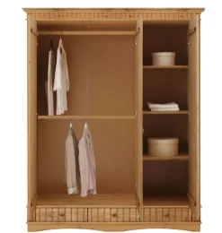 OTTO home Kleiderschrank »Teresa« 3 Türen, aus massiver Kiefer, Breite 152 cm, mit Spiegel, FSC®