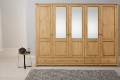 OTTO home Kleiderschrank »Tessin« B/H/T ca. 245/191/59 cm,Breite 245 cm, Kiefer massiv, mit Spiegel