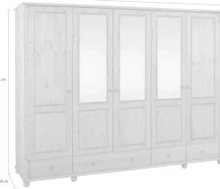 OTTO home Kleiderschrank »Tessin« B/H/T ca. 245/191/59 cm,Breite 245 cm, Kiefer massiv, mit Spiegel