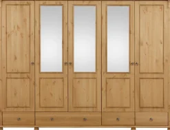 OTTO home Kleiderschrank »Tessin« B/H/T ca. 245/191/59 cm,Breite 245 cm, Kiefer massiv, mit Spiegel