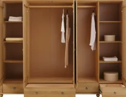 OTTO home Kleiderschrank »Tessin« B/H/T ca. 245/191/59 cm,Breite 245 cm, Kiefer massiv, mit Spiegel