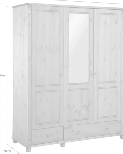 OTTO home Kleiderschrank »Tessin, Dretürenschrank, 3-türig« B/H/T ca. 152/191/59 cm,Breite 152 cm, Kiefer massiv, mit Spiegel und 3 Schubladen