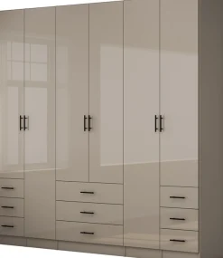 OTTO home Kleiderschrank »Trento Schlafzimmerschrank Garderobe hochglanz« in 2 unterschiedlichen Schrankhöhen wählbar,Schrank mit 6 Türen und 9 Schubladen, Hochglanz-Fronten, 2,39m Höhe