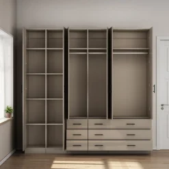 OTTO home Kleiderschrank »Trento Schlafzimmerschrank Garderobe hochglanz« in 2 unterschiedlichen Schrankhöhen wählbar,Schrank mit 6 Türen und 9 Schubladen, Hochglanz-Fronten, 2,39m Höhe