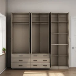 OTTO home Kleiderschrank »Trento Schlafzimmerschrank Garderobe hochglanz« in 2 unterschiedlichen Schrankhöhen wählbar,Schrank mit 6 Türen und 9 Schubladen, Hochglanz-Fronten, 2,39m Höhe