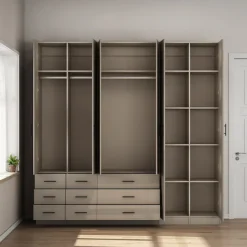 OTTO home Kleiderschrank »Trento Schlafzimmerschrank Garderobe hochglanz« in 2 unterschiedlichen Schrankhöhen wählbar,Schrank mit 6 Türen und 9 Schubladen, Hochglanz-Fronten, 2,39m Höhe