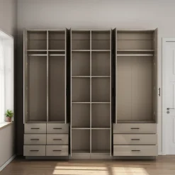 OTTO home Kleiderschrank »Trento Schlafzimmerschrank Garderobe hochglanz« in 2 unterschiedlichen Schrankhöhen wählbar,Schrank mit 6 Türen und 9 Schubladen, Hochglanz-Fronten, 2,39m Höhe