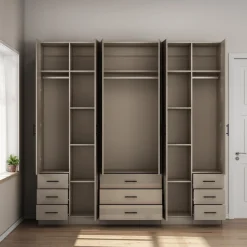 OTTO home Kleiderschrank »Trento Schlafzimmerschrank Garderobe hochglanz« in 2 unterschiedlichen Schrankhöhen wählbar,Schrank mit 6 Türen und 9 Schubladen, Hochglanz-Fronten, 2,39m Höhe