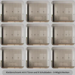 OTTO home Kleiderschrank »Trento Schlafzimmerschrank Garderobe hochglanz« in 2 unterschiedlichen Schrankhöhen wählbar,Schrank mit 6 Türen und 9 Schubladen, Hochglanz-Fronten, 2,39m Höhe