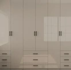 OTTO home Kleiderschrank »Trento Schlafzimmerschrank Garderobe hochglanz« in 2 unterschiedlichen Schrankhöhen wählbar,Schrank mit 6 Türen und 9 Schubladen, Hochglanz-Fronten, 2,39m Höhe