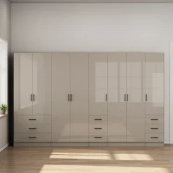 OTTO home Kleiderschrank »Trento Schlafzimmerschrank Garderobe hochglanz« Schrank mit 8 Türen und 9 Schubladen, hochglänzende Fronten