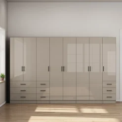 OTTO home Kleiderschrank »Trento Schlafzimmerschrank Garderobe hochglanz« Schrank mit 8 Türen und 9 Schubladen, hochglänzende Fronten